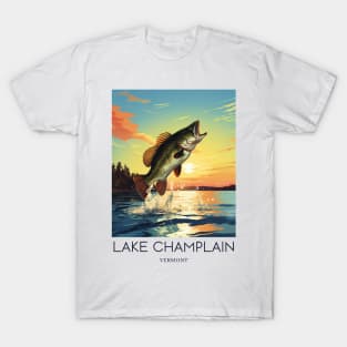 A Pop Art Travel Print of Lake Champlain - Vermont - US T-Shirt